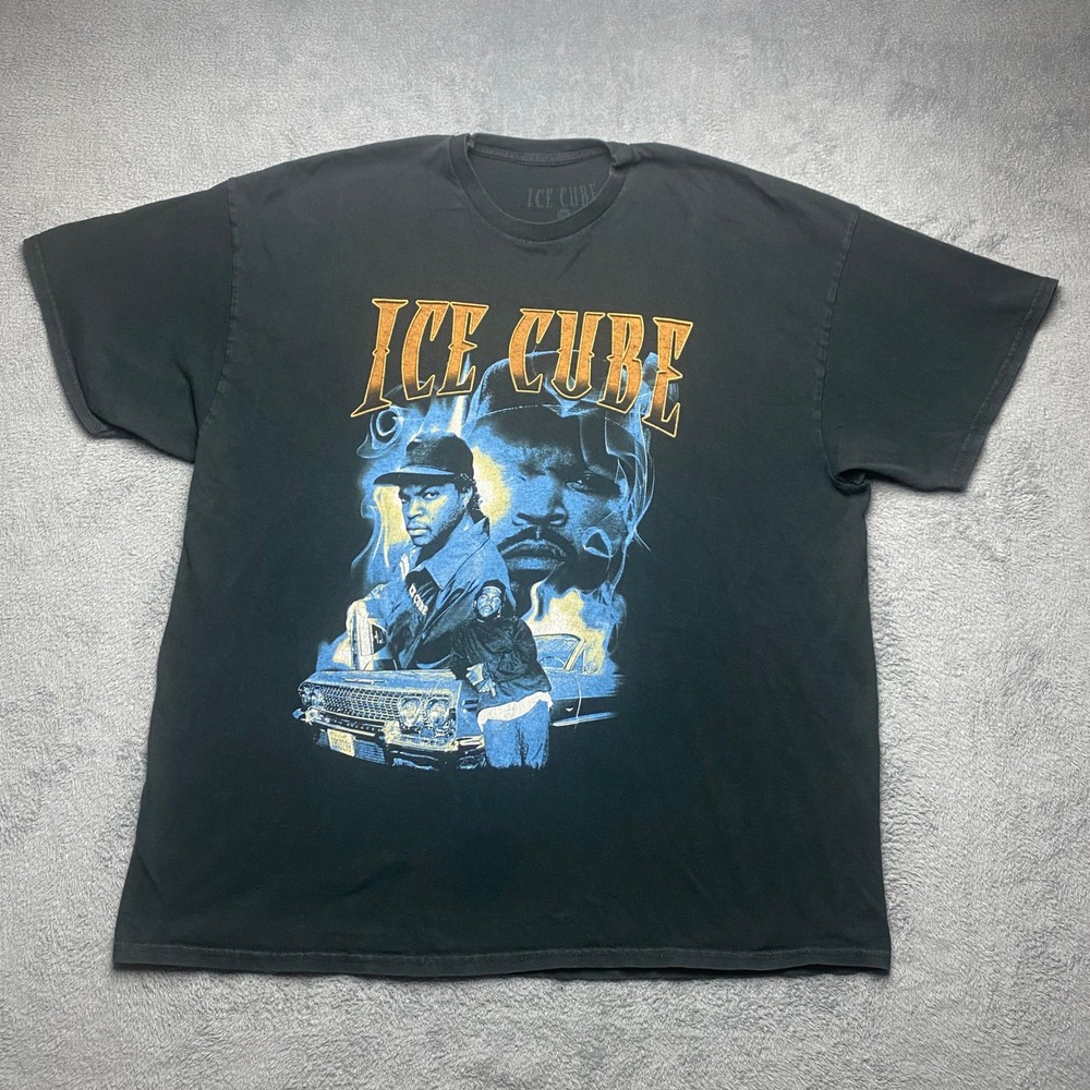 Ice Cube Graphic T-Shirt Mens 2XL Black‎ Short Sleeve Hip Hop Rap Tee Lowrider
